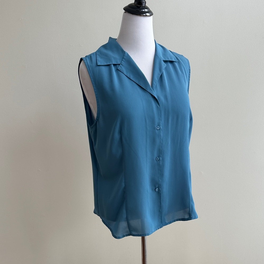 Covington Light Blue Teal Lightweight Sleeveless Blouse